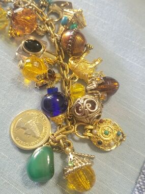 Eyruscan Vintage  Etruscan  Multi Charm Bracelet . Fun Bracelet To Wear !